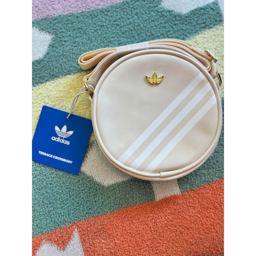 Adidas Originals‎ Terrace Crossbody Bag Cream White Gold Trefoil Round Purse